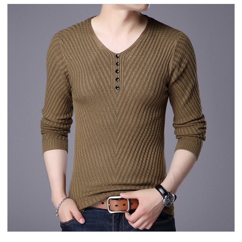 Men S Basic Pullover Casual Slim Fit V-Neck Pullover Long Sleeve Knitted Pullover Sweaters – Stripe Sweater and Thin Pullover price|S