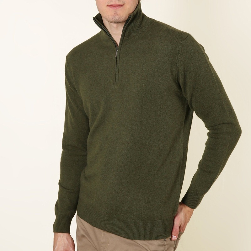 Mens Green Wool Quarterzip Sweater – Cashmere Sweater and Men Sweater price|S