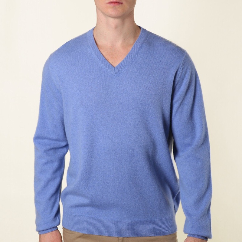 Mens Wool V Neck Jumper in Blue – Cashmere Sweater and Men Sweater price