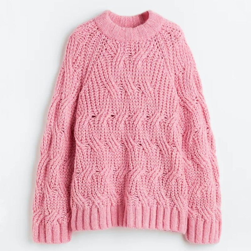 Oversized Wool Pullover Sweater in Twisted Mesh of Mixed Women Clothing – Women Knitwear and Wool Sweater price|S