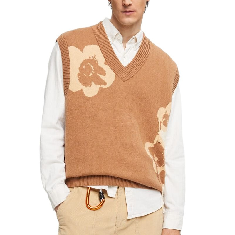 Simple V-Neck Jacquard Sweater Casual Loose Clothing Knit Waistcoats Mens Vest – Mens Sweater and Mens Vest price|S, S/M/L/Customized Size
