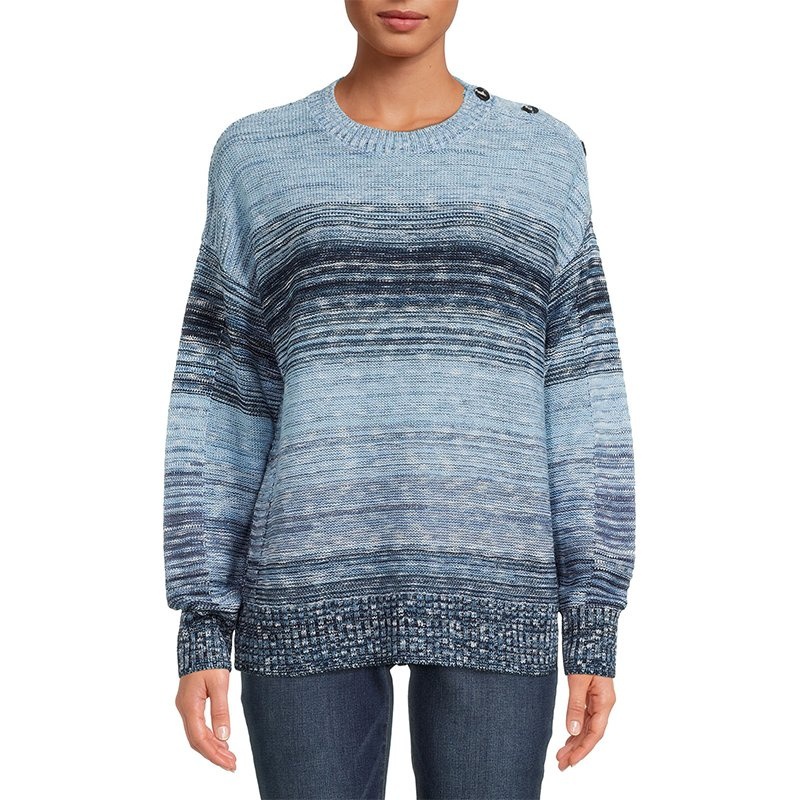 Sweater Factory Brand Supplier Customized Striped Sweater Casual Loose Womens Pullover Knitted with Buttons Womens Sweater – Ladies Sweater and Striped Sweater price|S, S/M/L/Customized Size