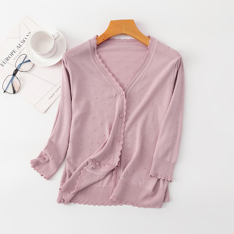 Wholesale Elegant V Neck Lady Thin Knitted Casual Sweaters Cardigan for Women – Baby Clothes and Clothing price|S