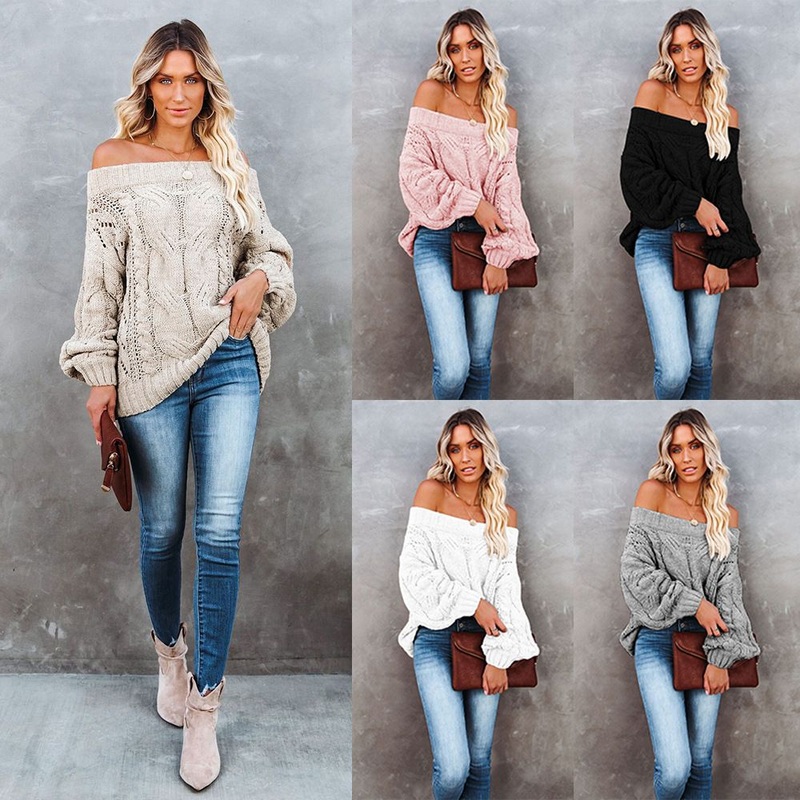 Winter Autumn Hollow out off The Shoulder Cable Knit Sweater Pullover Sweater Plus Size Women S Sweaters – Cable Knit Sweater and Pullover Sweater price|S