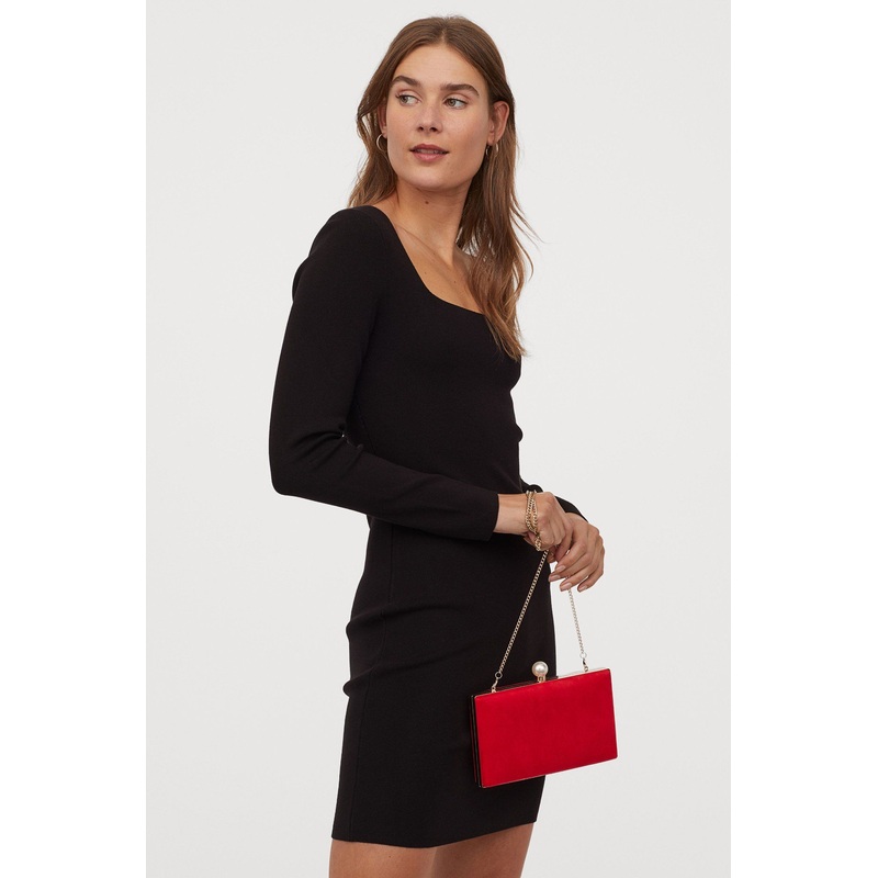 Woman Clothing Square Collar Temperament Sweater Long Sleeve Dress – Dress and Clothes price|S