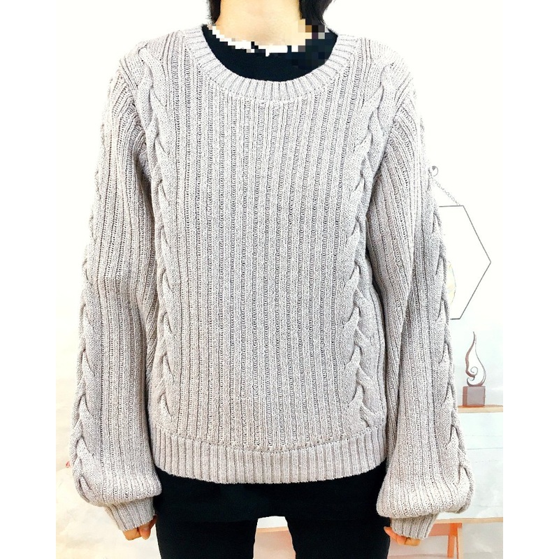 Womens Fashion Knit Cable Lantern Sleeve Pullover Sweater – Womens Sweater and Womens Pullover price|S