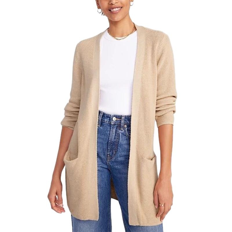 Elegant Custom Cross Tie Peplum Jacket Cardigan Buttonless Design Sweater – Ladies Sweater and Striped Sweater price|S, S/M/L/Customized Size