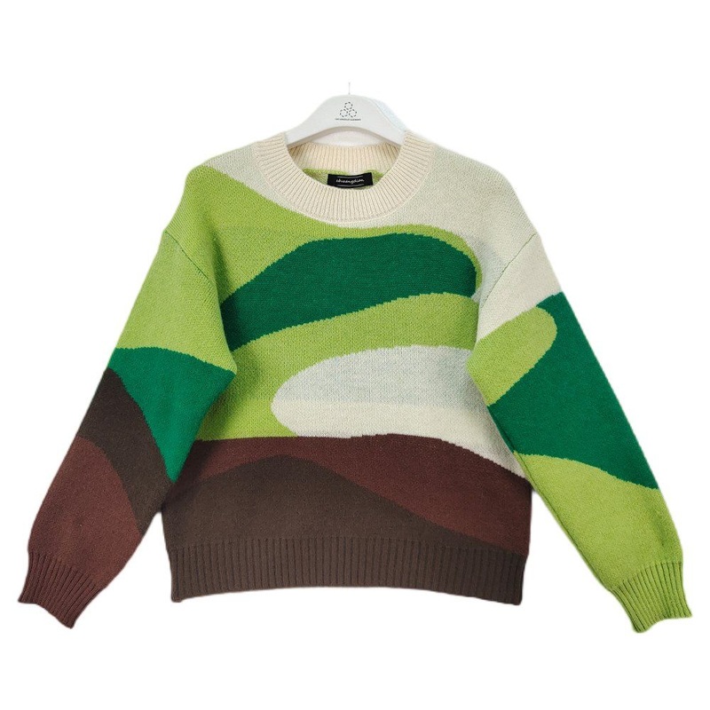 Factory Custom Wholesale Ladies Pullover Multi-Color Jacquard Sweater – Womens Fashion Sweater and Custom Jacquard Pullover price|S/M/L/Customized Size