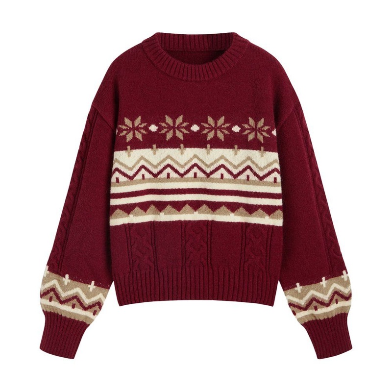 Factory Wholesale Ladies Jacquard Pullover Winter Women Clothing Christmas Sweater – Ladies Sweater and Customized Factory Sweaters price|S/M/L/Customized Size