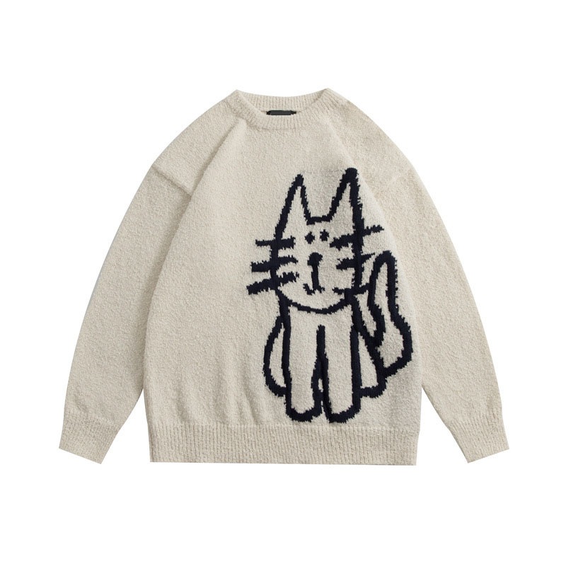 Fashion Design Lovely Cat Pattern Pullover 100% Polyster Knitting Sweater for Women – Sweater and Pullover price|S