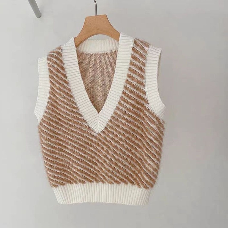 Fashion Dsigner V-Neck Jacquard Sweater Vest Sleeveless Tank Pullover Women Clothing – Sweater and Vest price|S