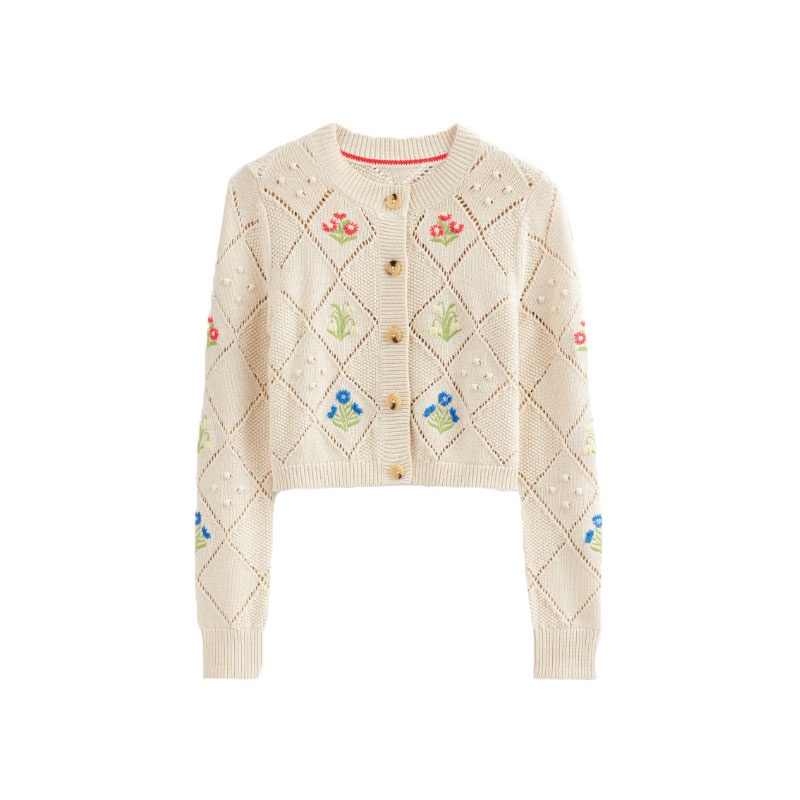 Fashion Jacquard 100% Cotton Cardigan Sweater Women Pattened Knitting Clothing – Sweater and Cardigan price|S