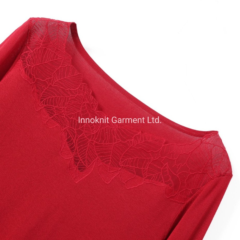 Fashion Ladies Knitted Pullover with Lace Embroidery Sweaters – Fashion and Sweaters price|S