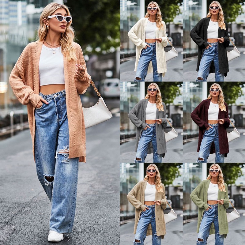 Hot Sale Autumn and Winter Loose Knitwear Casual Multi Color Cardigan Womens V Neck Batwing Sleeve Sweater – Hoodies and Sweater price|S