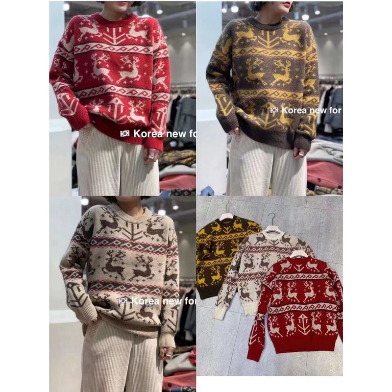 Ms 2020 Christmas Fawn Embroidered Clothing to Keep Warm Wool Sweater – Sweater and Overcoat price|S