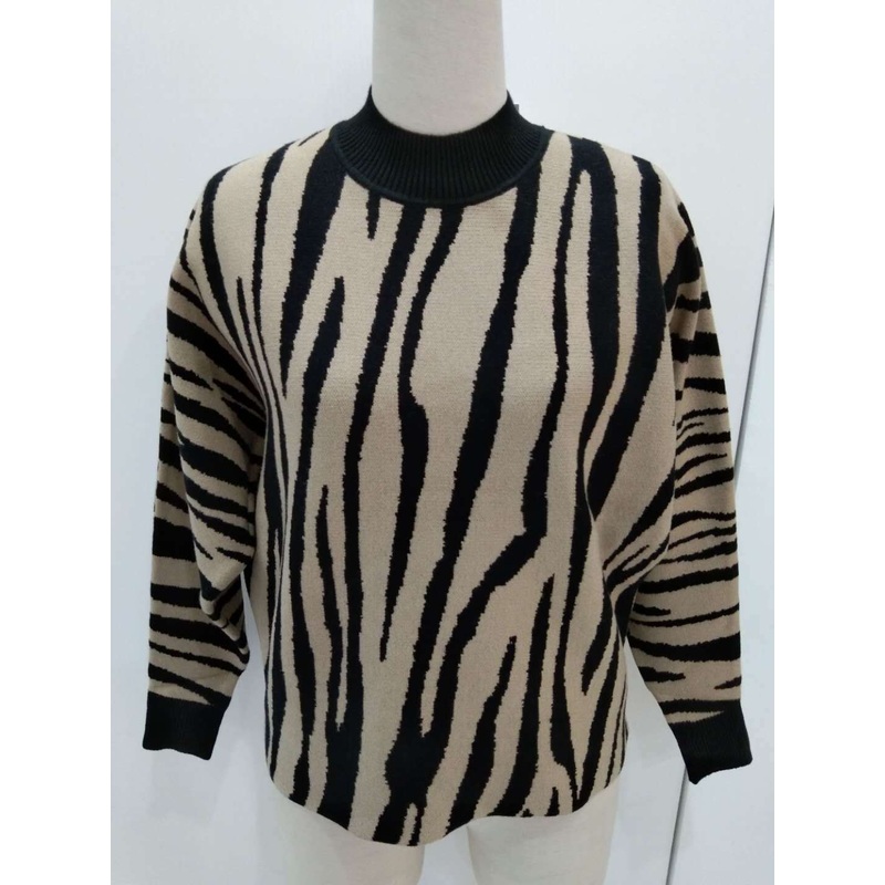 New Round Neck Long Sleeve Leopard Print Sweater – Knitwear Apparel Dresses and Cardigan Womensweater price|S, Customized