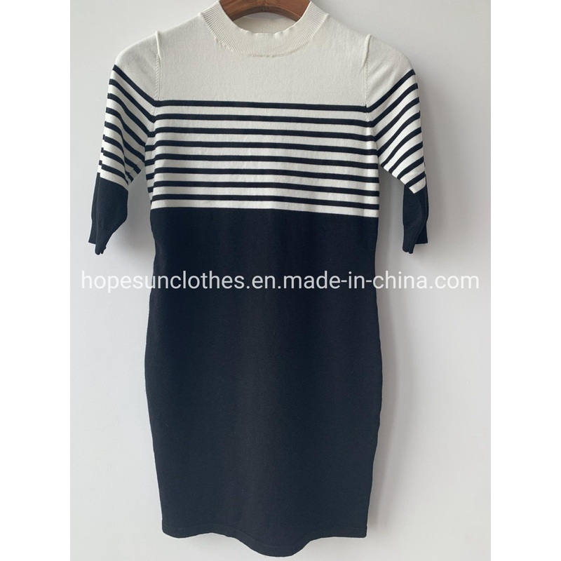 OEM Manufacturer Women Striped Summer Short Sleeve Dress Knitwear Sweater – Sweater Jumper and Sudaderas price|S