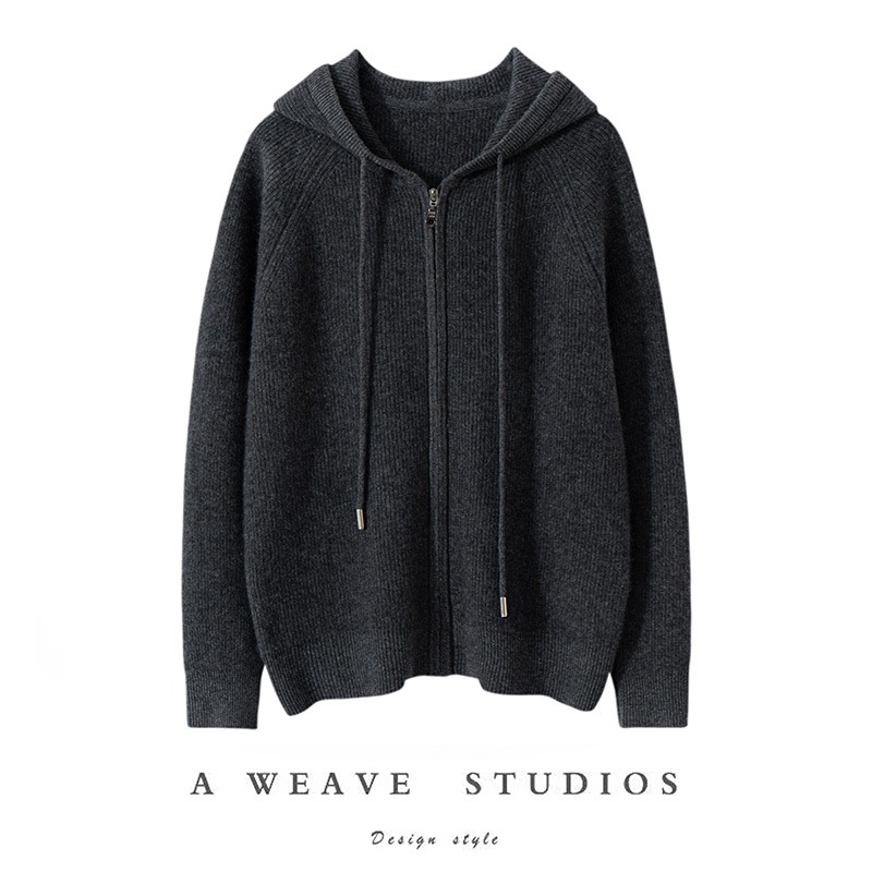 OEM Various Colors Long Sleeve Hooded Winter Warm Sweater with Zipper Ladys Casual Sweater – White and Black price|S-XXXL,Customizable