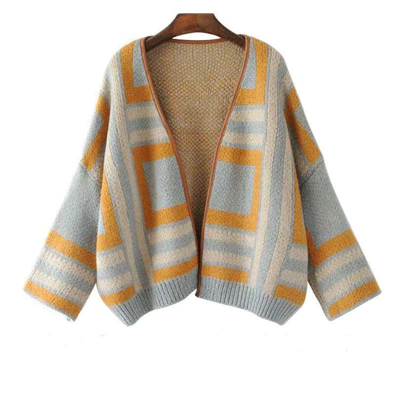 Pullover Fashion Striped Open Front Knitted Sweater Women Knit Cardigans for Women – Knitted Cardigans and Cardigans for Women price|S, Customized