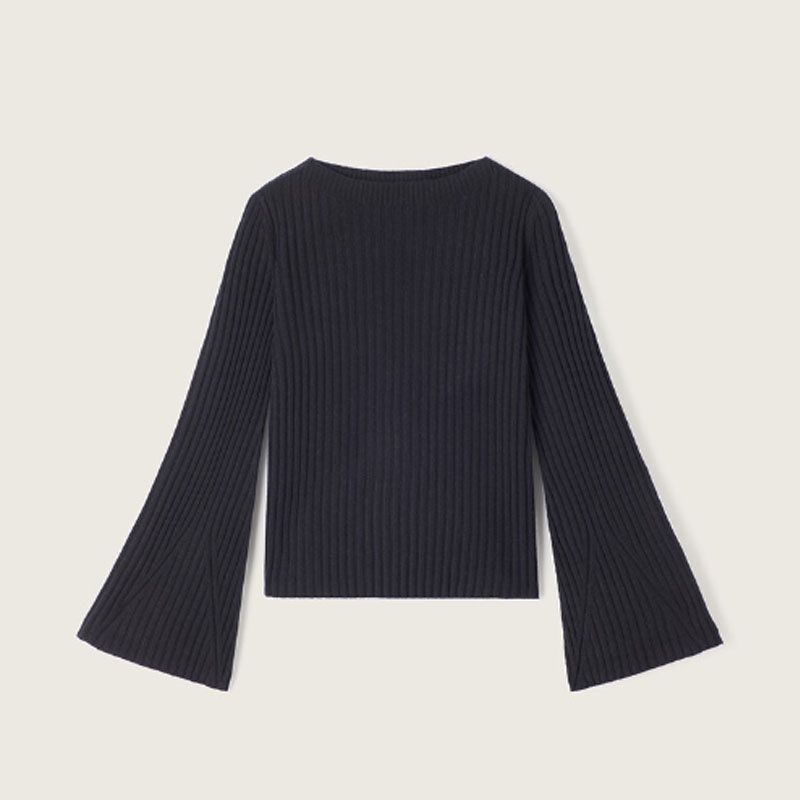 Women Design Boat Neck Cashmere Sweater Fashion Flared Sleeve Pullover – Sweater and Pullover price|S