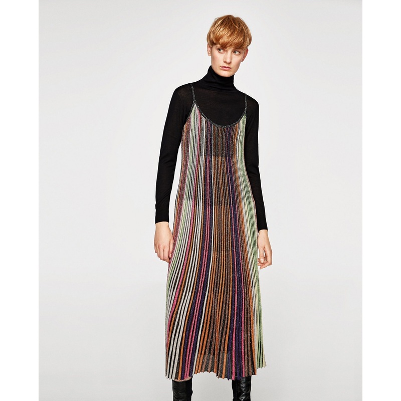 Women Fashion Long Colorful Dress with Metallic Yarn – Dress and Sweater price|M