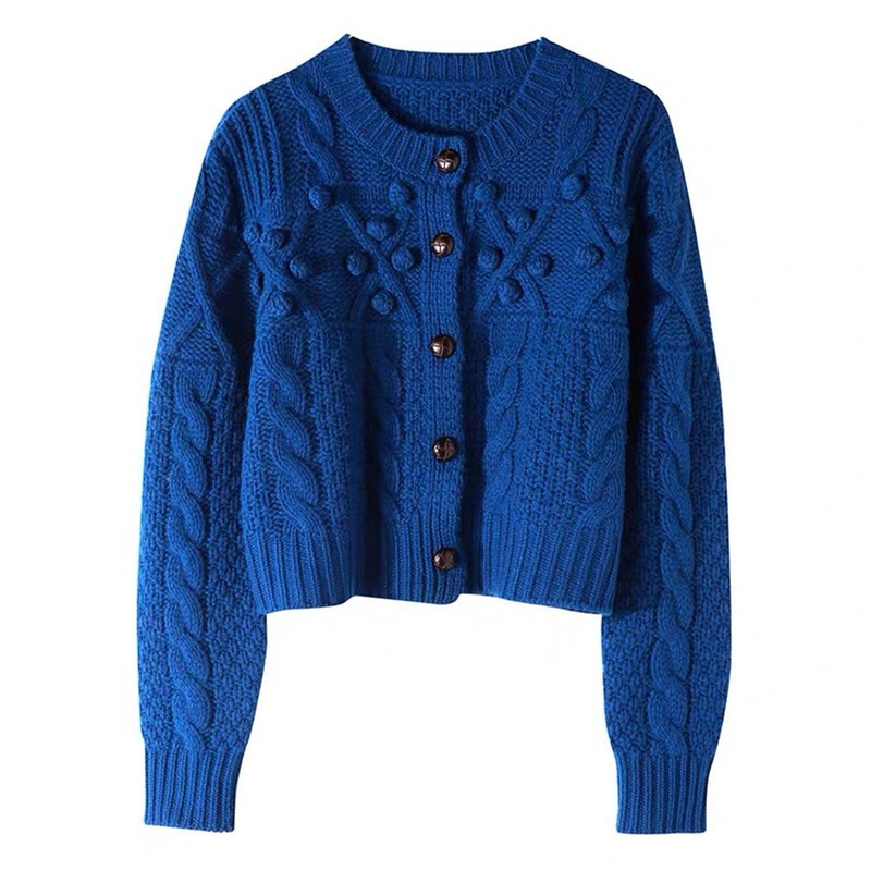 100%Wool Customed 3D Balls Long Sleeve Women Cardigan Sweater – Cardigan Sweater and Women Sweater price|S