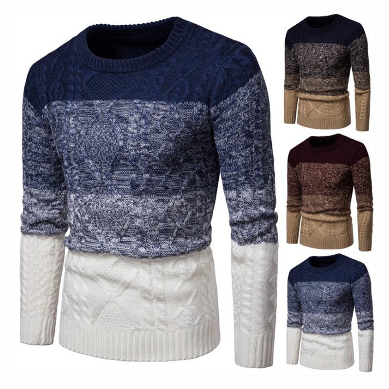 Autumn Winter Mens Long Sleeve Gradient Color Knitwear Pullovers Sweater – Autumn Winter Sweater Top and Sweater Pullover price|S, M, L, XL, 2XL