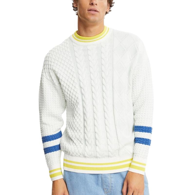 Casual Street Warm Crew Neck Knitted Men Striped Winter Pullover Sweater – Mens Sweater and Striped Sweater price|S, S/M/L/Customized Size