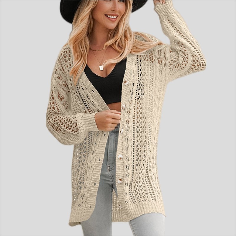 Colorful Knitwear Openwork Cardigan for Women Wholesale Summer Knit Coat – Customized Factory Sweaters and Colorful Knitwear Cardigan price|S, S/M/L/Customized Size