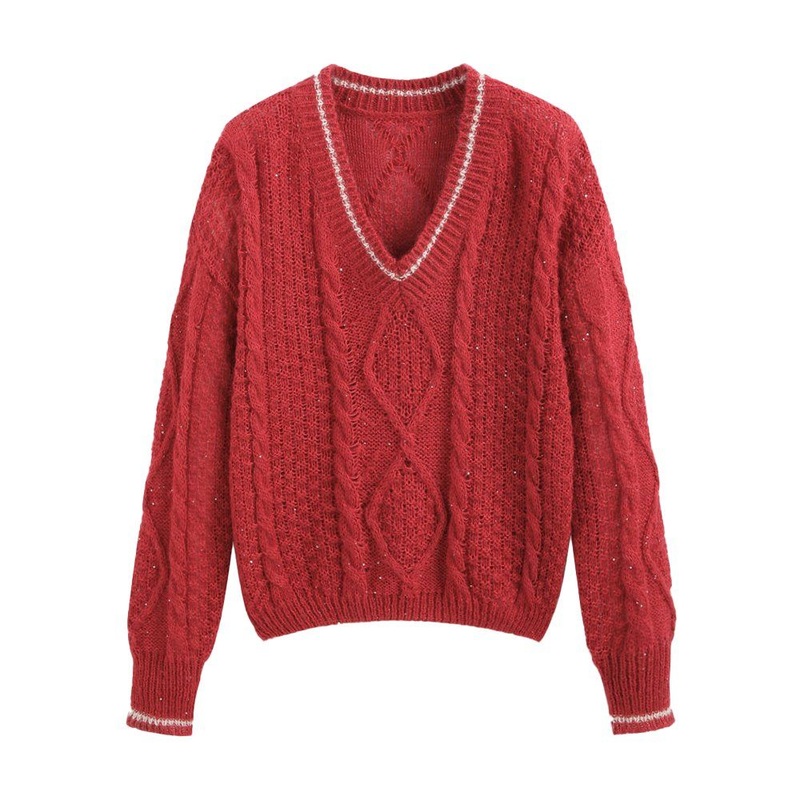 Custom Ladies Sweater Knitted Tops Solid Color Cable Sweater Womens Casual Pullover – OEM Womens Sweater and Womens Winter Sweater price|S/M/L/Customized Size