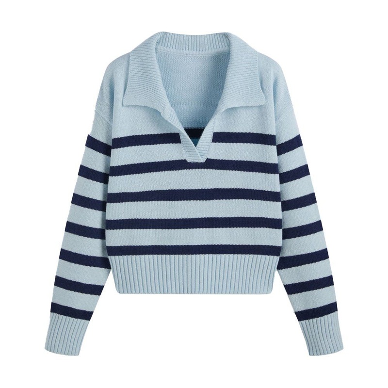 Customised Ladies V-Neck Pullover Top Factory Wholesale Winter Warm Striped Sweater – Women Sweater and Ladies Sweater Pattern price|S/M/L/Customized Size