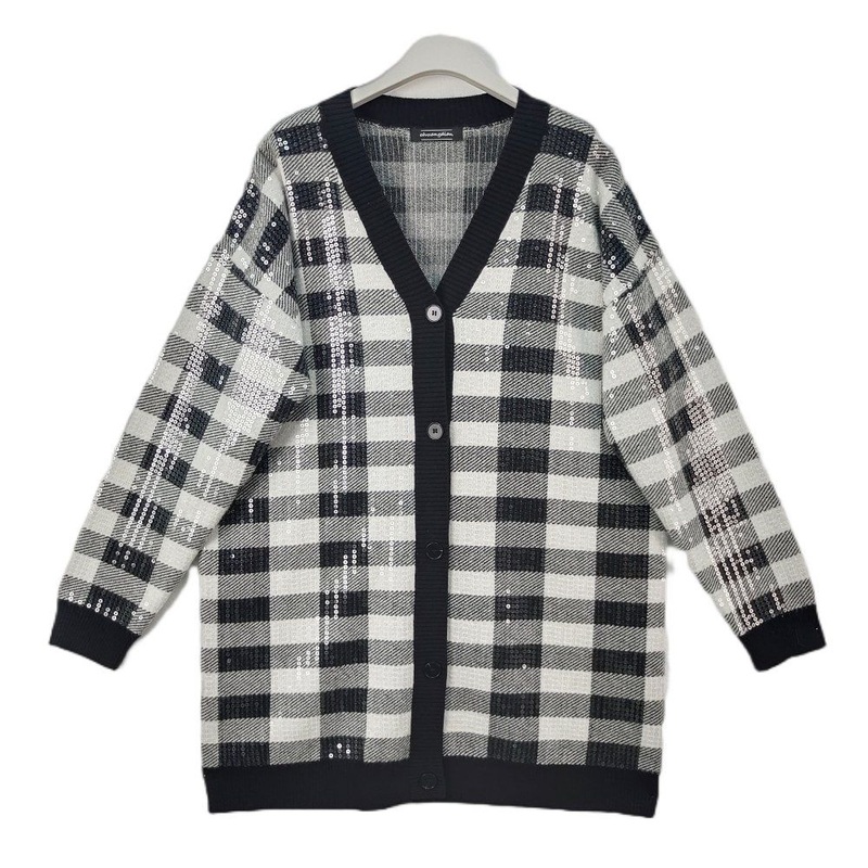 Factory Custom Sequins Heavy Sweater Vintage Womens V-Neck Cardigan – Ladies Sweater and Customized Factory Sweaters price|S/M/L/Customized Size