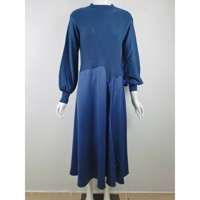 Knitted Knitwear Ladies Dress with Woven Fabric Akcw318 – Sweatsirts and Dress price|L