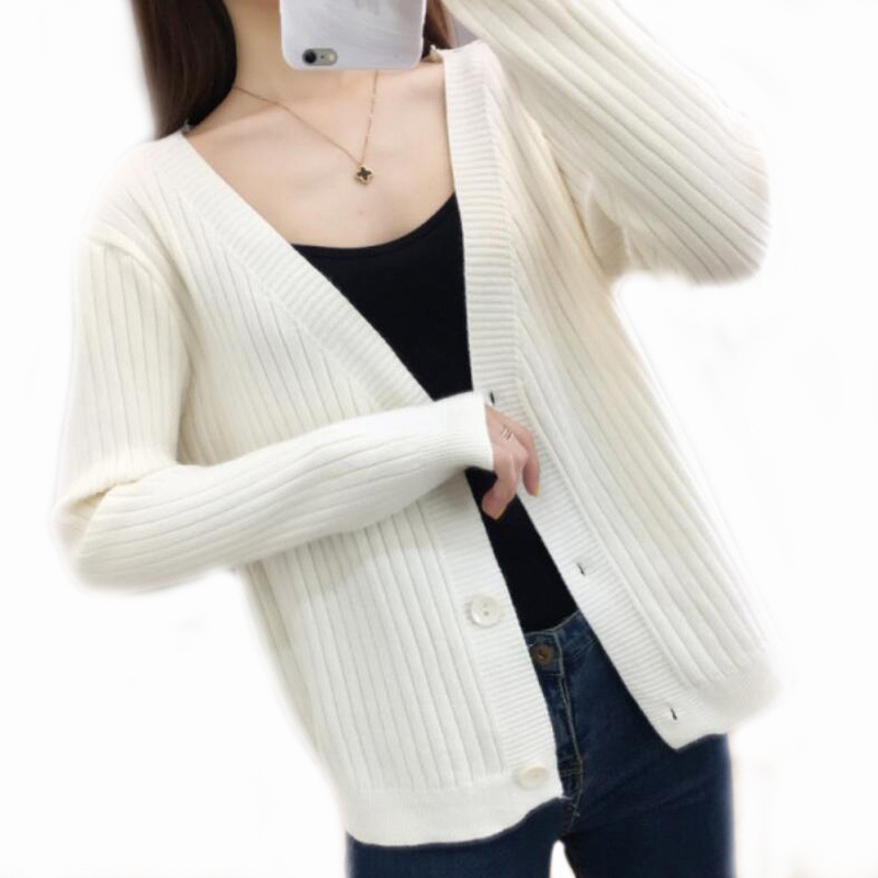 Korean Cute Fall Knitted Women Knitting Top Sweater Cropped Cardigan – Autumn Winter Sweater and Fashion Sweater price|S, One Size