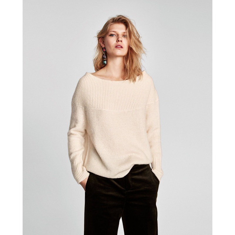 Ladies Fashion Boat Neck Long Sleeve Heavy Sweater with Softer Handfeel – Sweater and Cardigan price|S