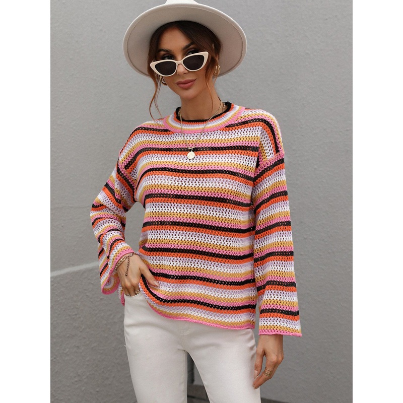Ladies Knitting Stripe Sweater Women Fashion Stripe Pullover – Sweater and Ladies Sweater price|S