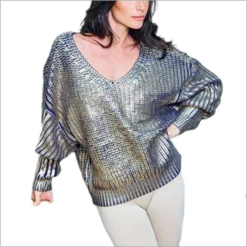 Large V-Neck Womens Knitted Tops Strapless Womens Pullover Sweater Bat Sleeve Solid Color Custom Womens Long Sleeve Sweater – Ladies Sweater and Striped Sweater price|S, S/M/L/Customized Size