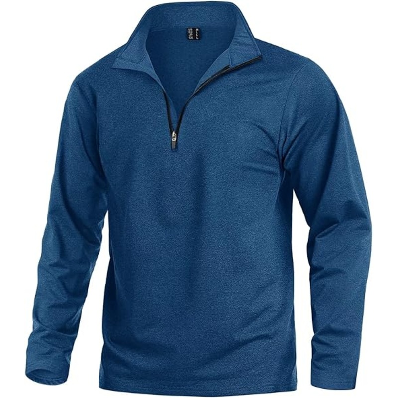 Mens 1/4 Zip Sports Tops Long Sleeve Gym Running Shirt Outdoor Warm Hiking Fishing Tops with Stand Collar – Mens Sports Tops and Quarter-Zip Long Sleeve Tops price