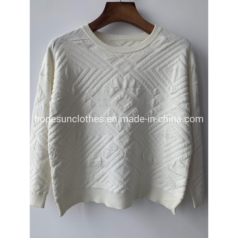 OEM Manufacturer Women Jacquard Plus Size Pullover Acrylic Blended Yarn Knitwear Sweater – Knitted Jumper and Sudaderas price|S