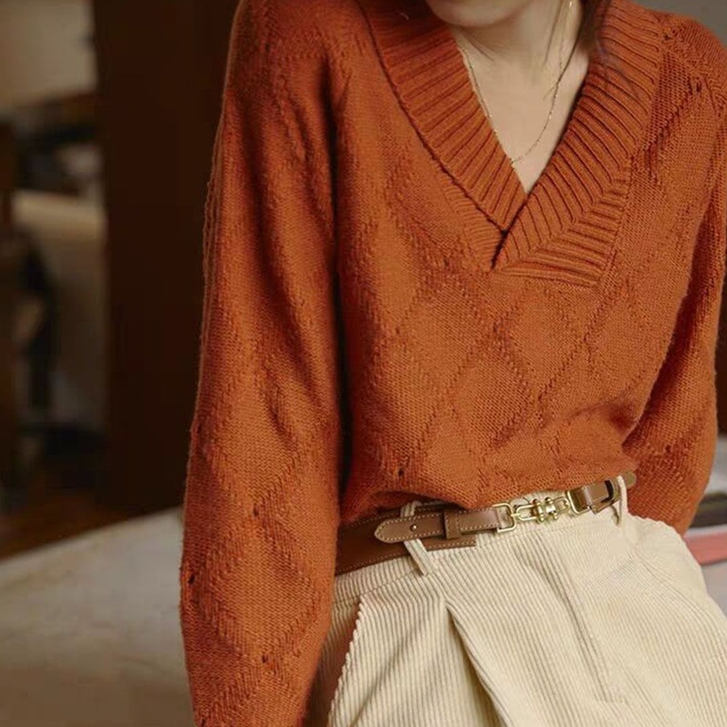 Shawl Collar Women Knitted Sweater Long Sleeve Pullover Women Clothes – Women Clothing and Wool Sweater price|S