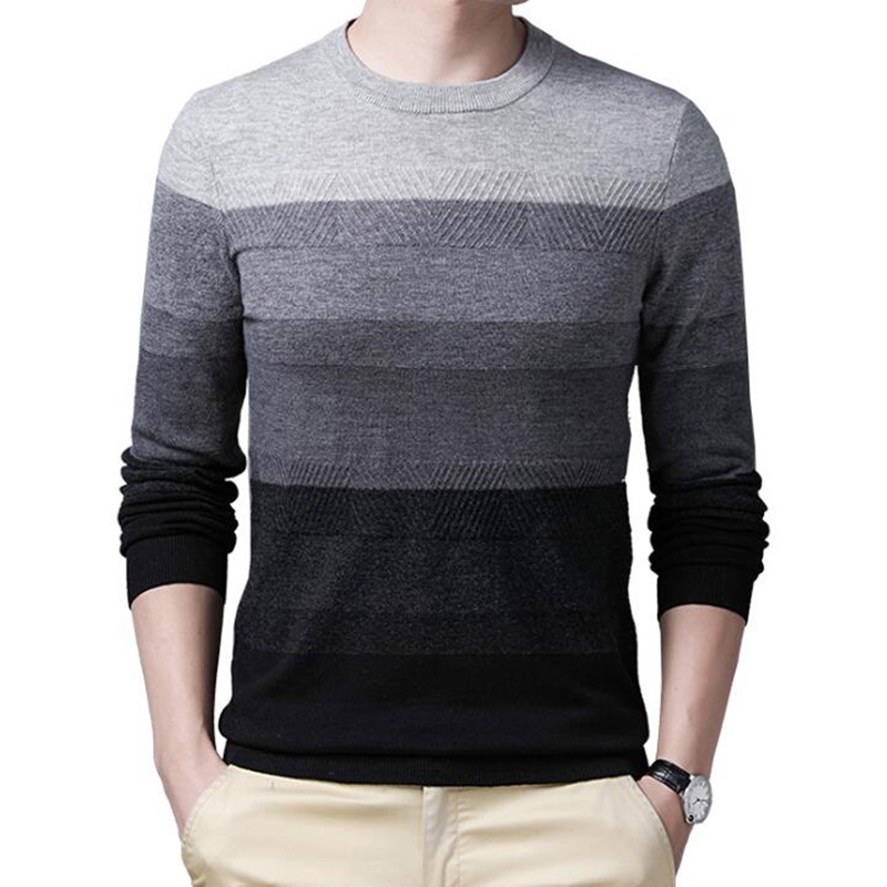 Spring Autumn Mens Slim Striped Jumper 100% Wool Pullovers Sweater – Autumn Winter Sweater Top and Wool Sweater Pullover price|S, M, L, XL, 2XL, 3XL