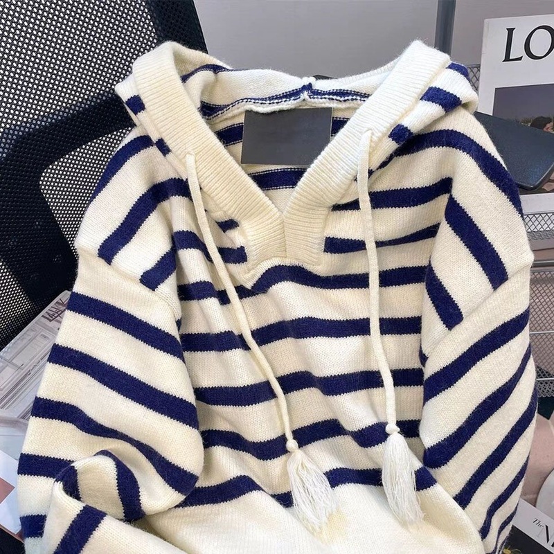 Tassels Striped Xxxxl Hoodies Knitted Sweater with Belt Pattern Pullover Women Cloth – Hoodies and Knitwear price|S