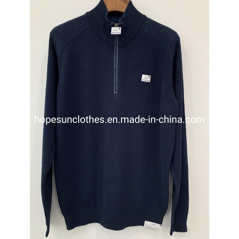 Wholesaler Manufacturer Men Jacquard Stand Collar Semi Zipper Pullover Knitwear Sweater – Jumper and Sudaderas price|S