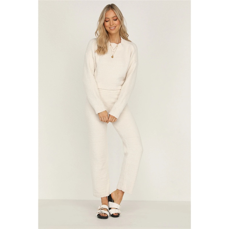 Women Clothing Two Pieces Set Women Long Sweaters Casual Wear Pajamas Conjunto De Mujer – Knit Sweater and Clothes price|S