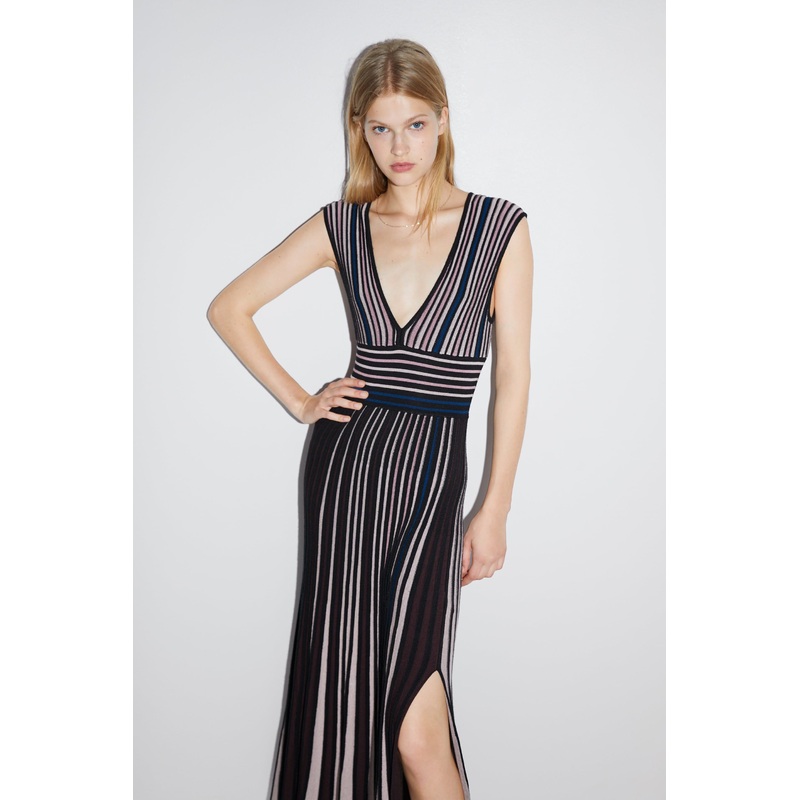 Women Deep V Neck Long fashion Dress by Two Tone Ribs – Dress and Clothes price|L