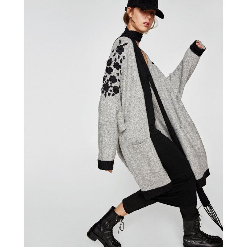 Women Fashion Oversize Cardigan Sweater with Embroidery – Sweater and Cardigan price|S