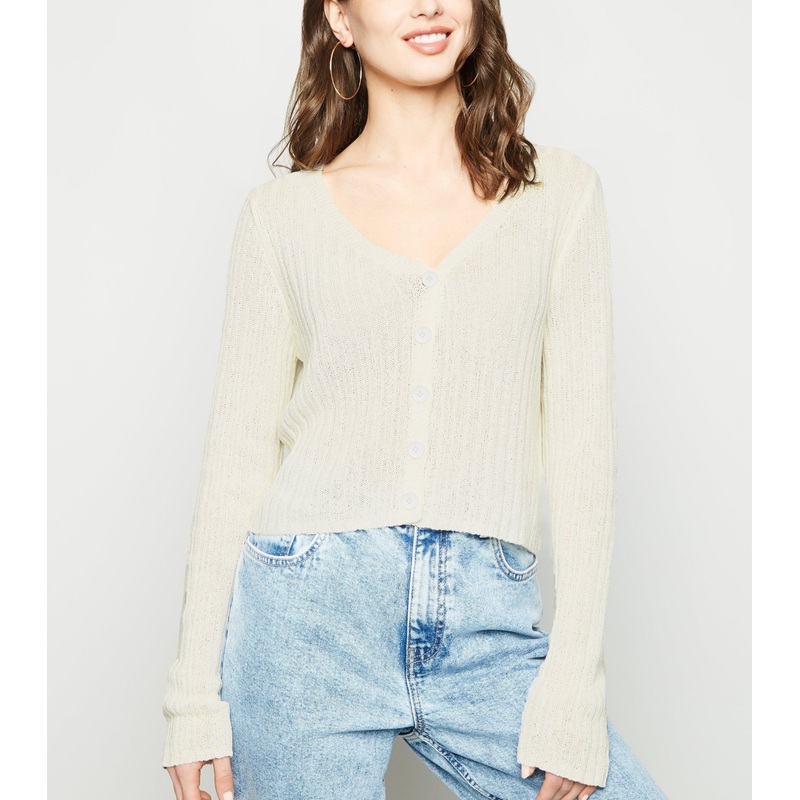 Women White Ribbed Fine Knit Crop Cardigan Clothes – Dress and Clothes price