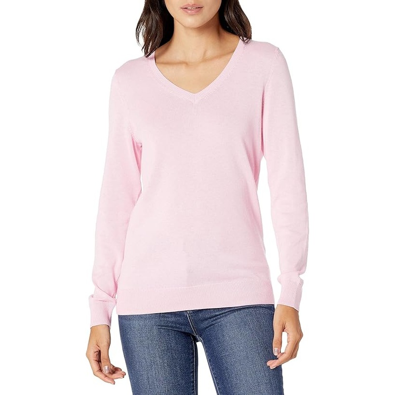 Womens Classic-Fit Lightweight Long-Sleeve V-Neck Jumper – Knitwear Pullover and Soft Warm price|M