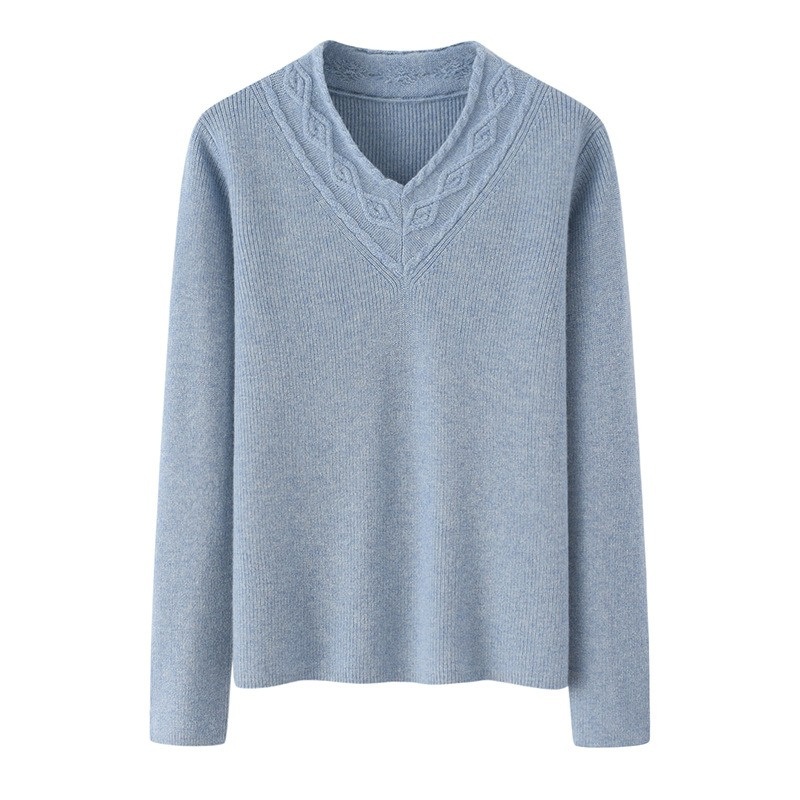 Breathable Luxury Loose Long Sleeve Knit Pullover Women V Neck 100% Pure Cashmere Sweater Knitwear Sweaters – Knitwear and Knitted Sweater Knitwear price|S, Customized