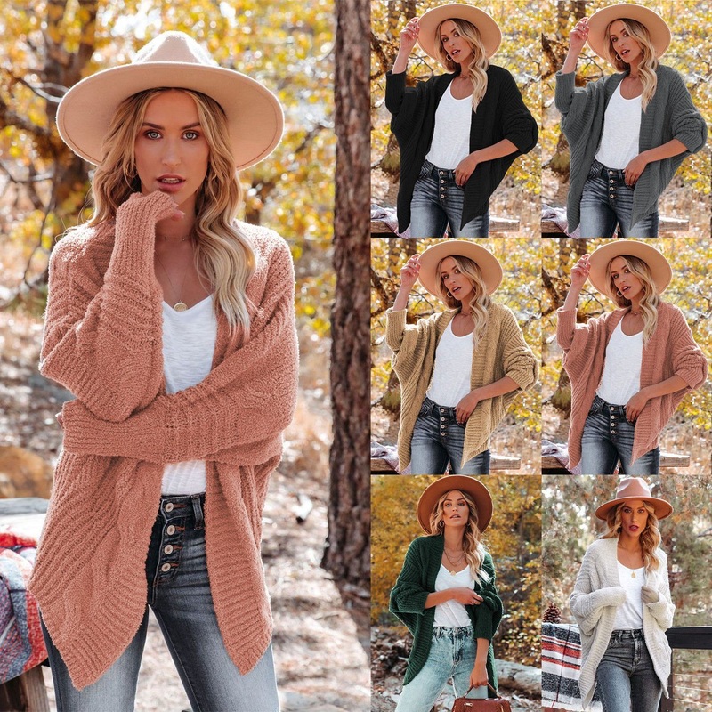 Custom Autumn and Winter Coat New Style V-Neck Twist Knitted Cardigan Female Loose and Lazy Lady Sweater – Sweater and Sweatshirts price|S